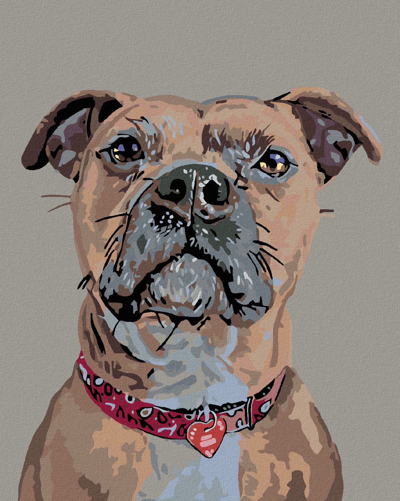 zuty Malování podle čísel - PES V POZORU A SRDÍČKOVÝ OBOJEK - Rozměr: 40x50 cm, Rámování: Varianta: bez rámu a bez vypnutí plátna - obrázek 1