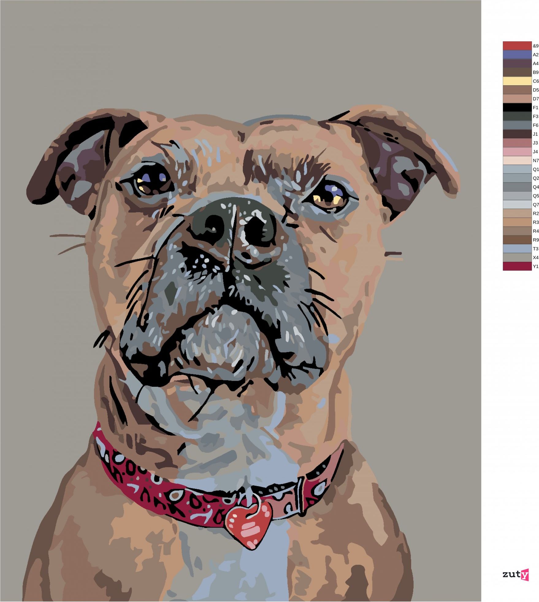 zuty Malování podle čísel - PES V POZORU A SRDÍČKOVÝ OBOJEK - Rozměr: 40x50 cm, Rámování: Varianta: bez rámu a bez vypnutí plátna - obrázek 7