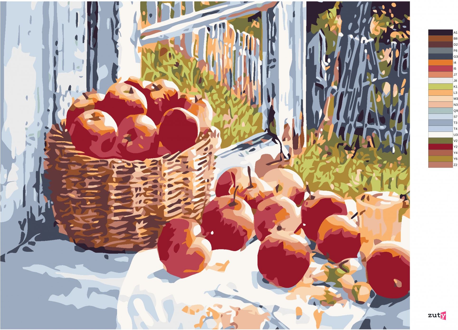 zuty Malování podle čísel - JABLKA NA OKNĚ - Rozměr: 40x50 cm, Rámování: Varianta: vypnuté plátno na rám - obrázek 4