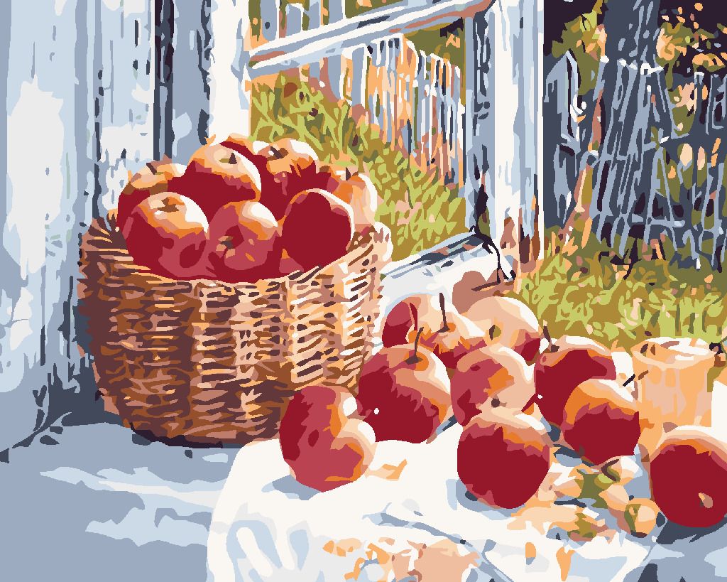 zuty Malování podle čísel - JABLKA NA OKNĚ - Rozměr: 40x50 cm, Rámování: Varianta: vypnuté plátno na rám - obrázek 5