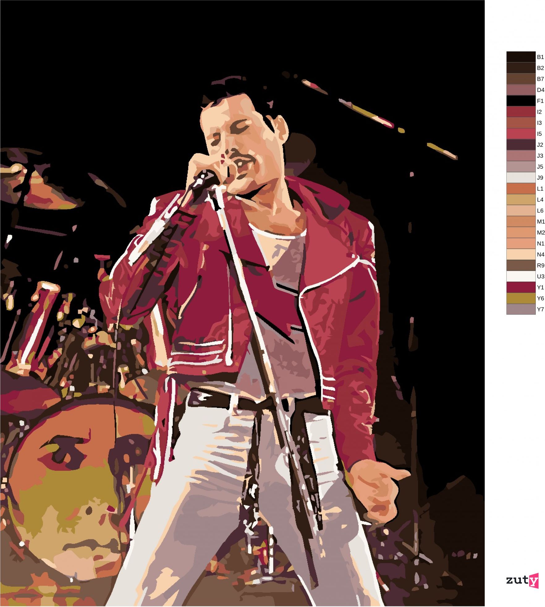 zuty Malování podle čísel - FREDDIE NA PÓDIU - Rozměr: 40x50 cm, Rámování: Varianta: vypnuté plátno na rám - obrázek 4