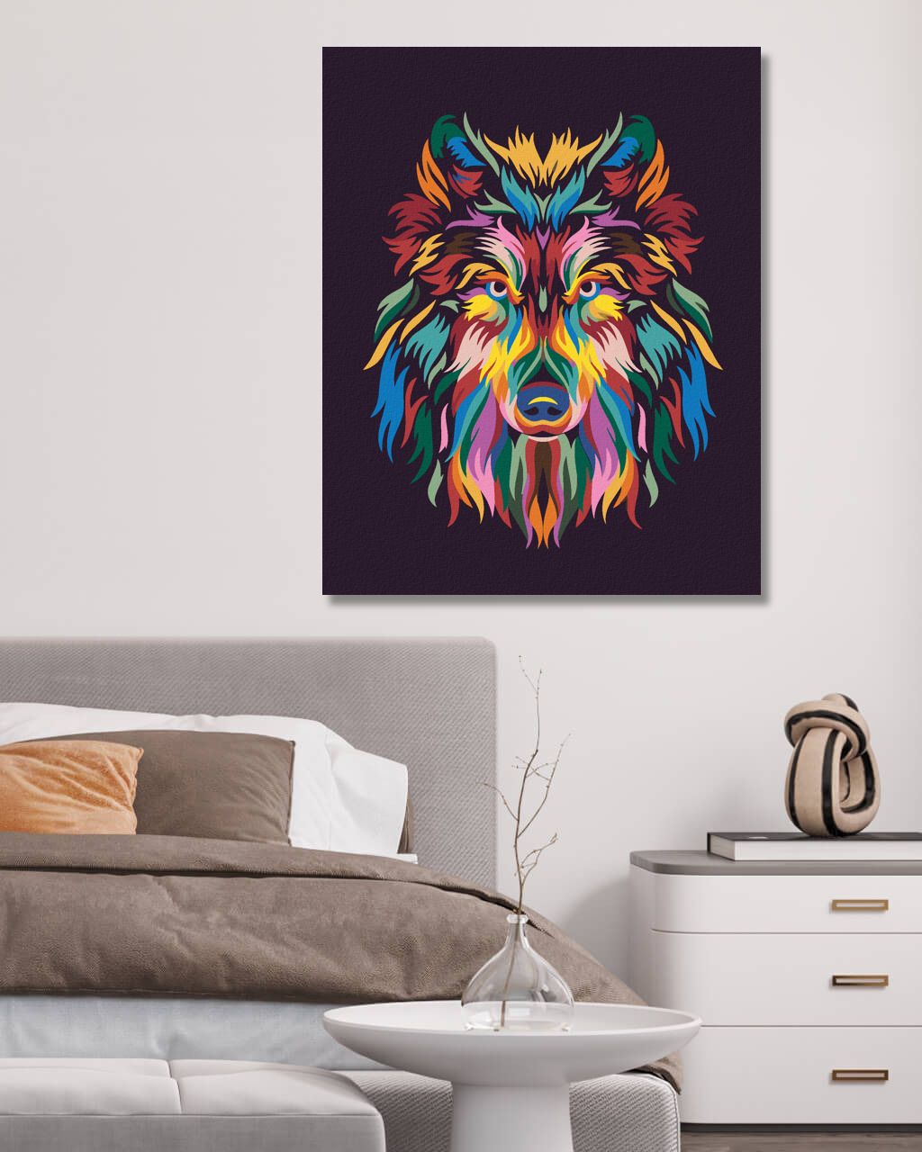 zuty Malování podle čísel - VLK V BARVÁCH - Rozměr: 40x50 cm, Rámování: Varianta: vypnuté plátno na rám - obrázek 4