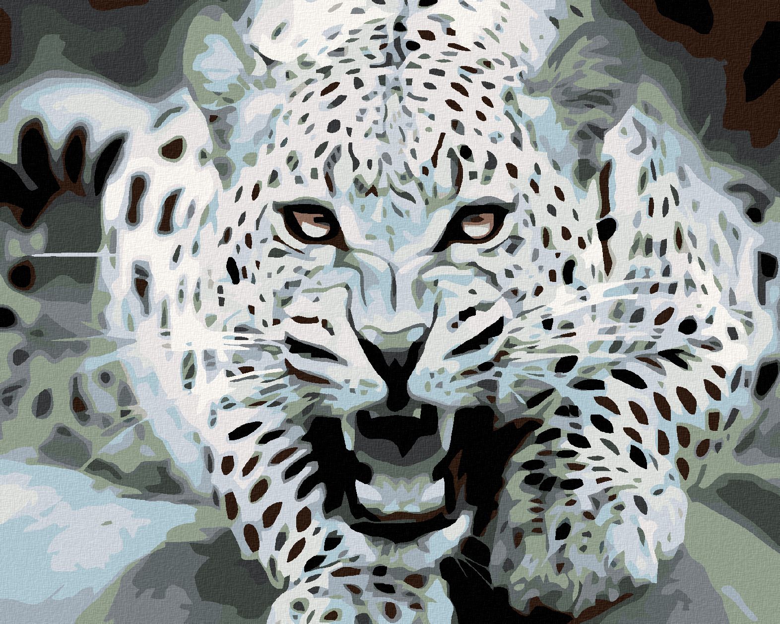 zuty Malování podle čísel - ČERNOBÍLÝ LEOPARD - Rozměr: 40x50 cm, Rámování: Varianta: bez rámu a bez vypnutí plátna - obrázek 1