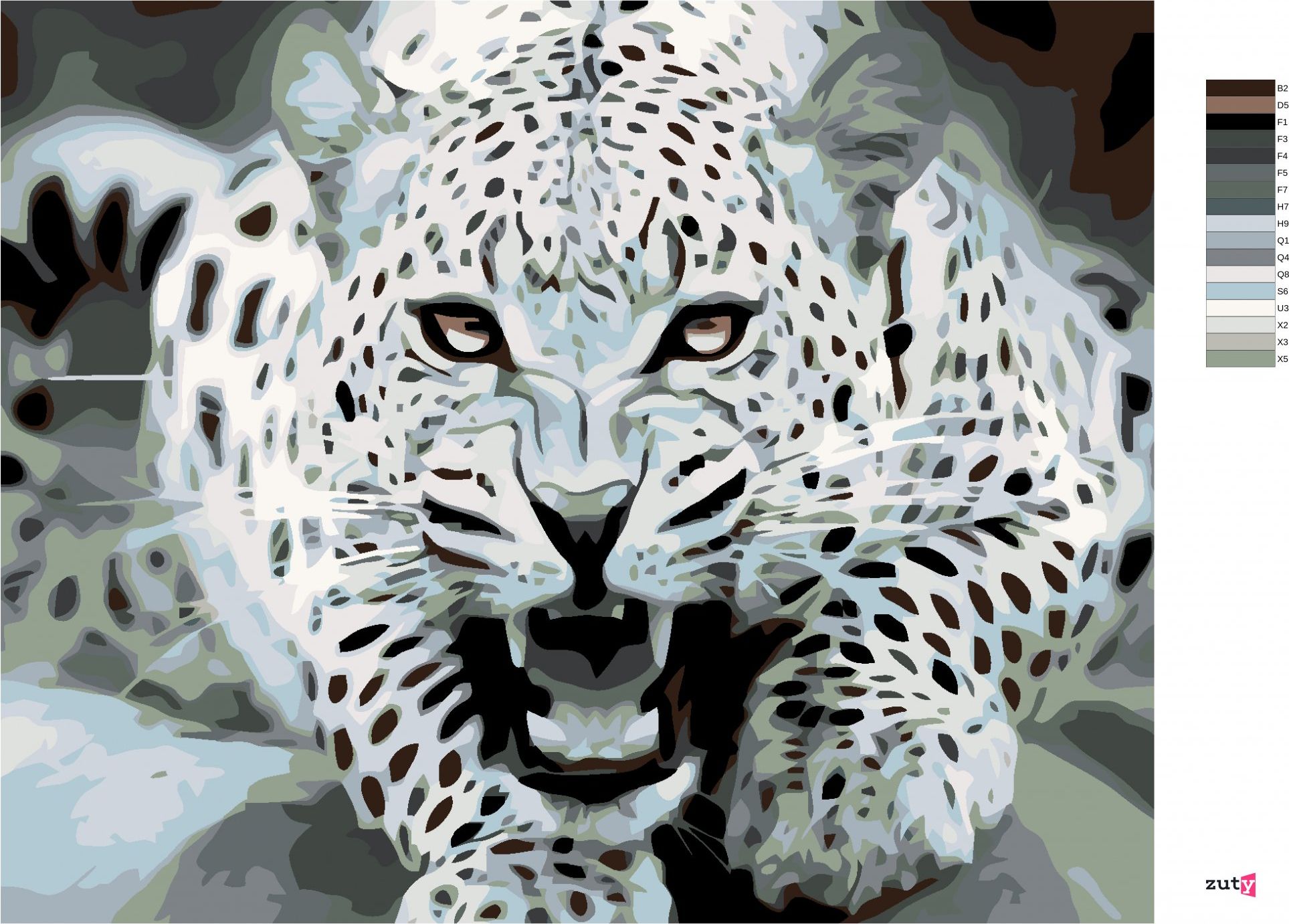 zuty Malování podle čísel - ČERNOBÍLÝ LEOPARD - Rozměr: 40x50 cm, Rámování: Varianta: bez rámu a bez vypnutí plátna - obrázek 7