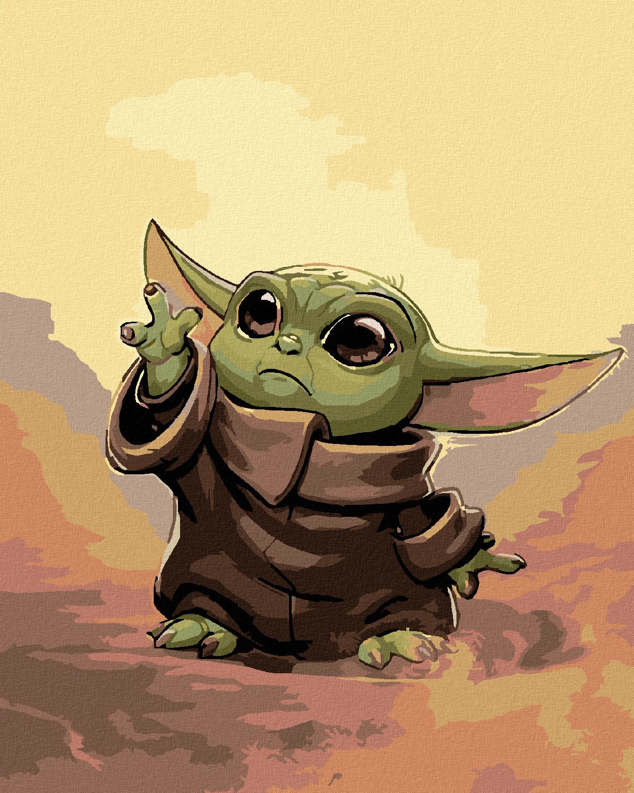 zuty Malování podle čísel - BABY YODA - Rozměr: 40x50 cm, Rámování: Varianta: bez rámu a bez vypnutí plátna - obrázek 1