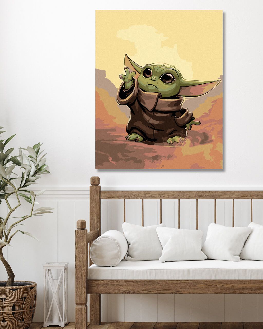 zuty Malování podle čísel - BABY YODA - Rozměr: 40x50 cm, Rámování: Varianta: bez rámu a bez vypnutí plátna - obrázek 3
