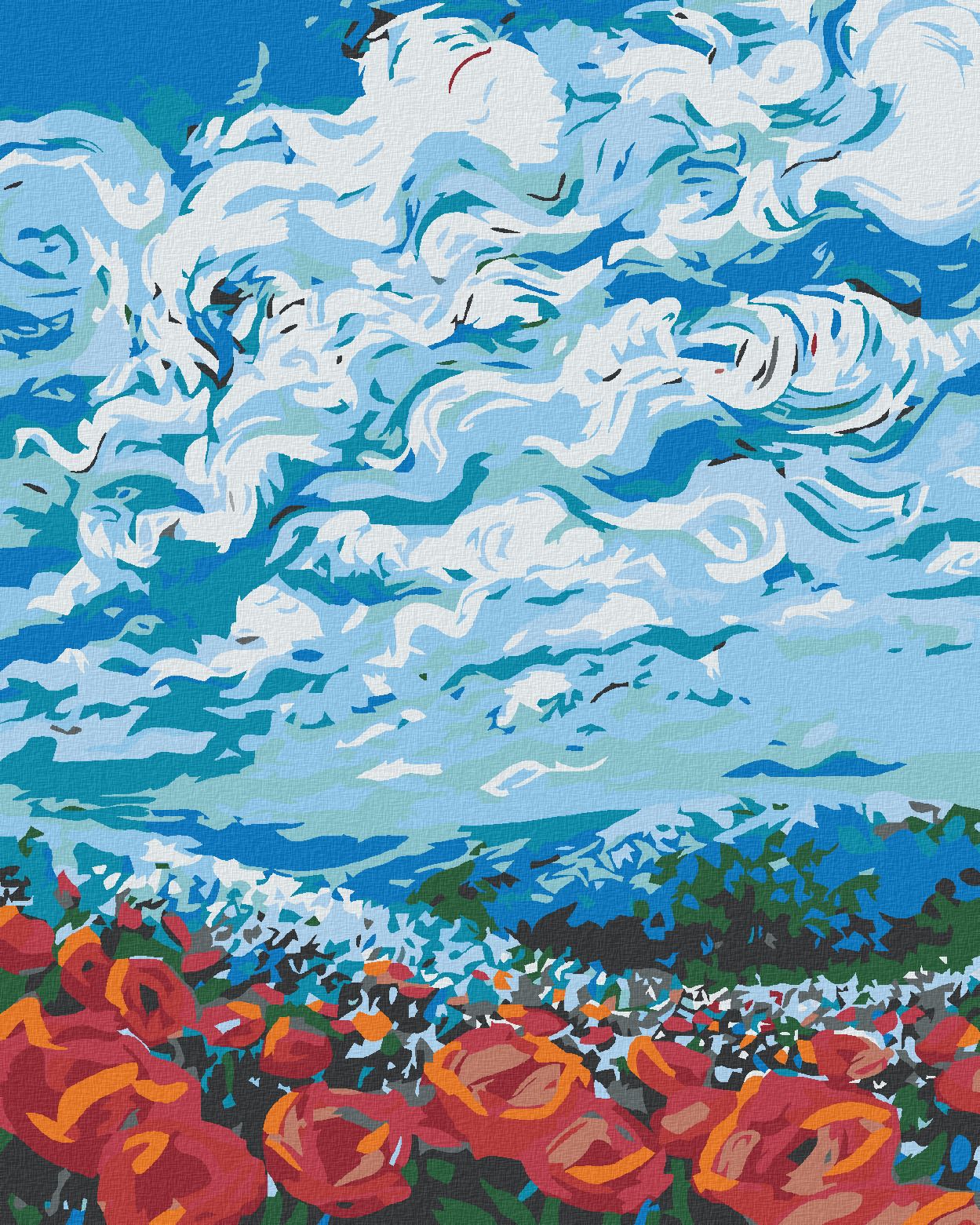 zuty Malování podle čísel - POLE ČERVENÝCH KVÍTKŮ - Rozměr: 40x50 cm, Rámování: Varianta: vypnuté plátno na rám - obrázek 1