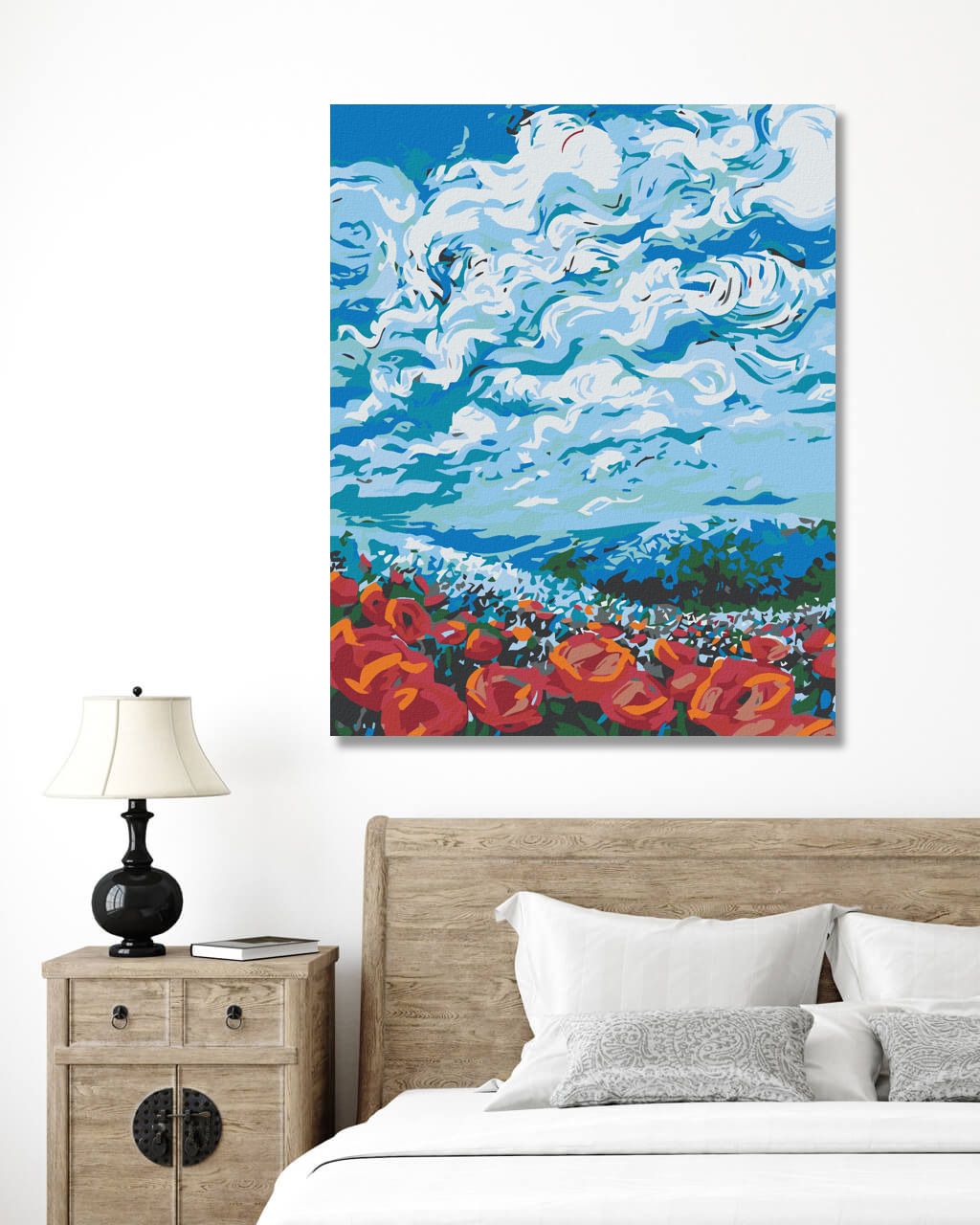 zuty Malování podle čísel - POLE ČERVENÝCH KVÍTKŮ - Rozměr: 40x50 cm, Rámování: Varianta: vypnuté plátno na rám - obrázek 3