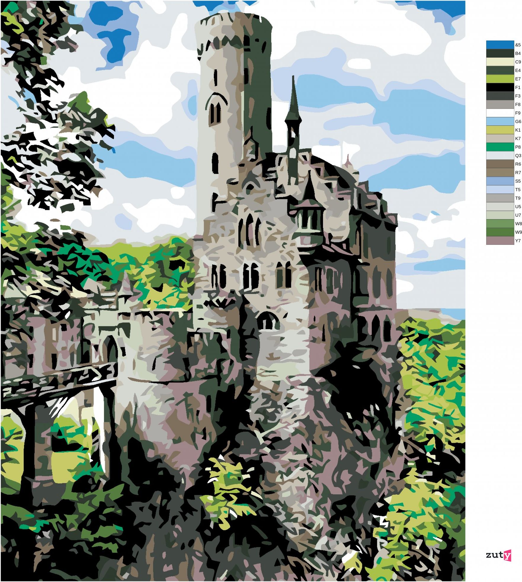 zuty Malování podle čísel - RYTÍŘSKÝ HRAD - Rozměr: 40x50 cm, Rámování: Varianta: bez rámu a bez vypnutí plátna - obrázek 6