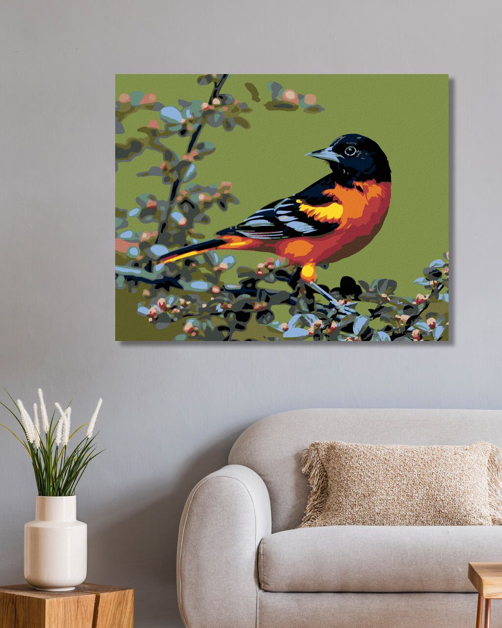 zuty Malování podle čísel - KARDINÁL ČERNOHLAVÝ - Rozměr: 40x50 cm, Rámování: Varianta: vypnuté plátno na rám - obrázek 5