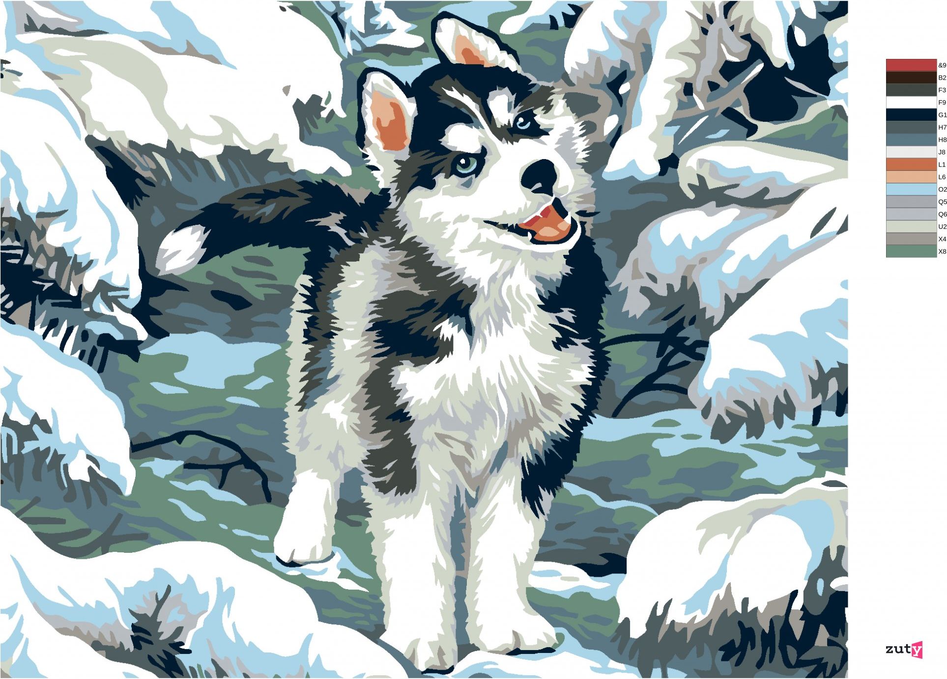 zuty Malování podle čísel - MALÝ HUSKY - Rozměr: 40x50 cm, Rámování: Varianta: vypnuté plátno na rám - obrázek 5