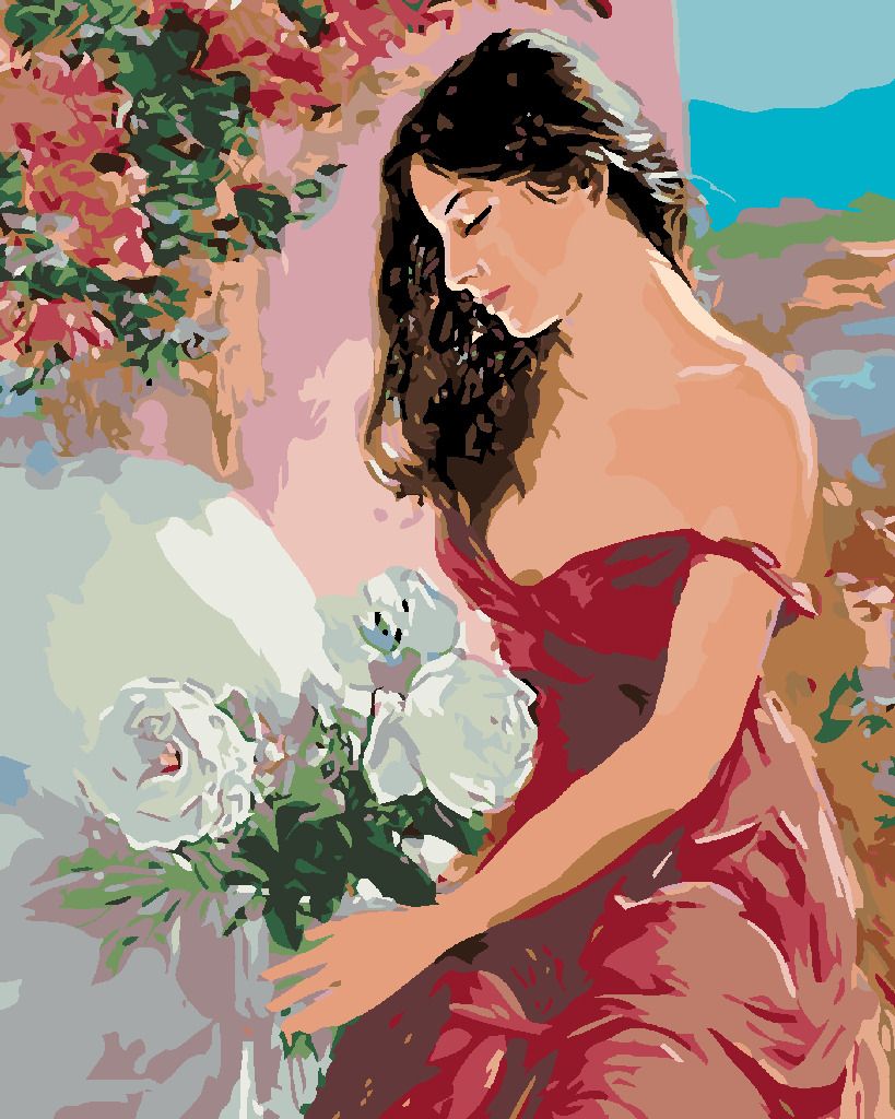 zuty Malování podle čísel - ŽENA A RŮŽE - Rozměr: 40x50 cm, Rámování: Varianta: vypnuté plátno na rám - obrázek 5