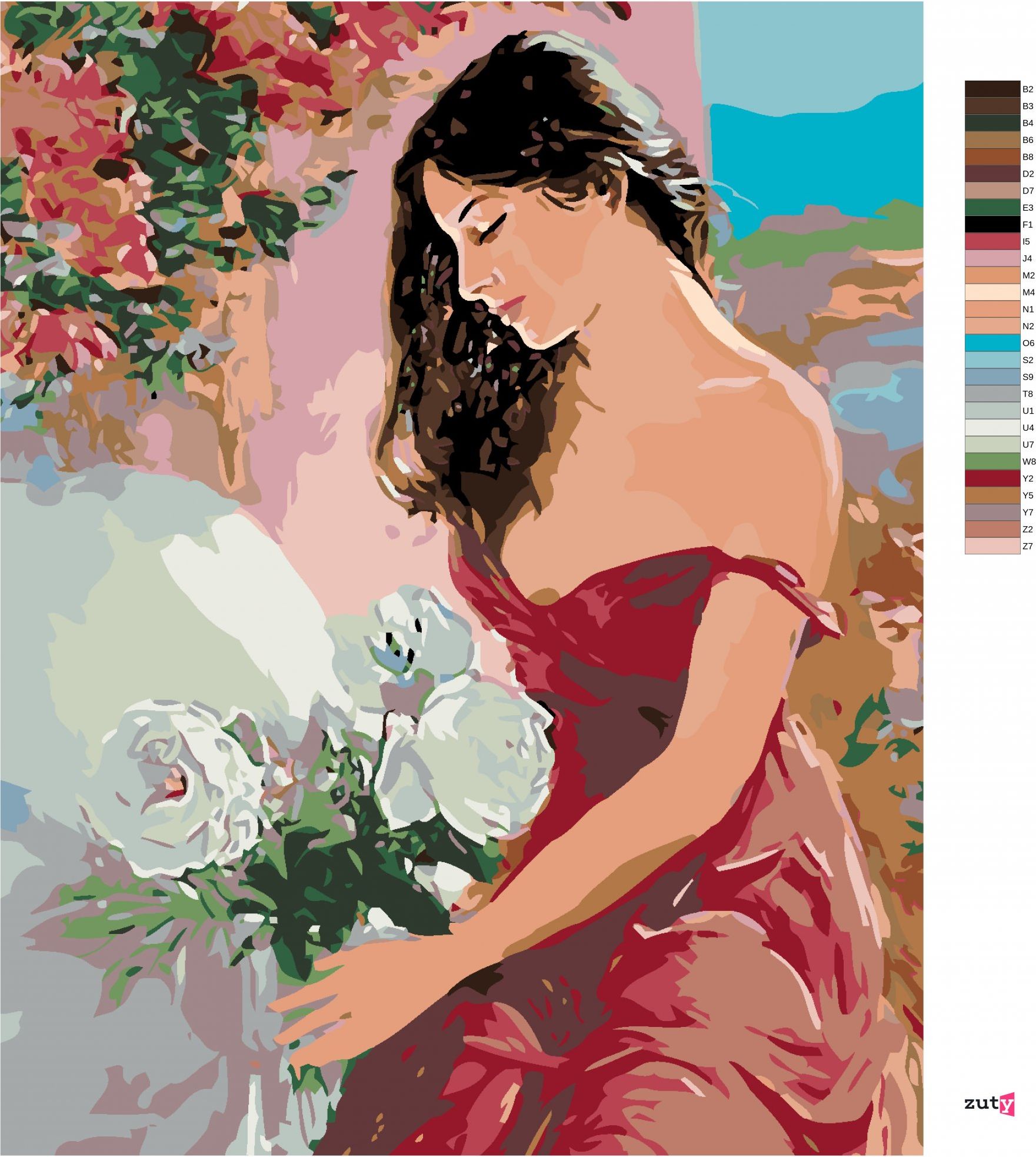 zuty Malování podle čísel - ŽENA A RŮŽE - Rozměr: 40x50 cm, Rámování: Varianta: vypnuté plátno na rám - obrázek 10