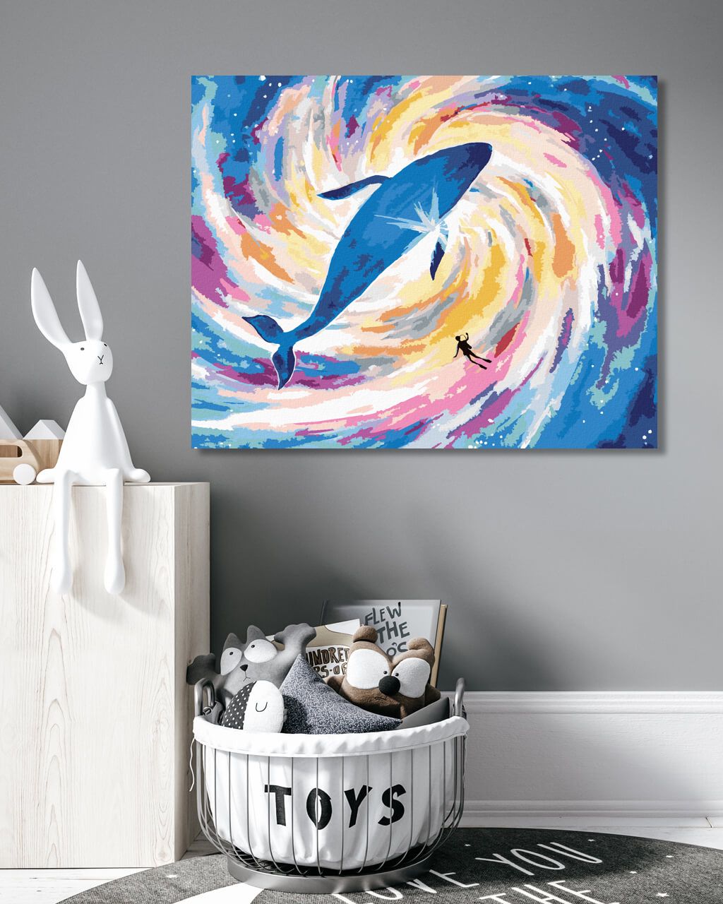 zuty Malování podle čísel - VESMÍRNA VELRYBA - Rozměr: 40x50 cm, Rámování: Varianta: vypnuté plátno na rám - obrázek 3