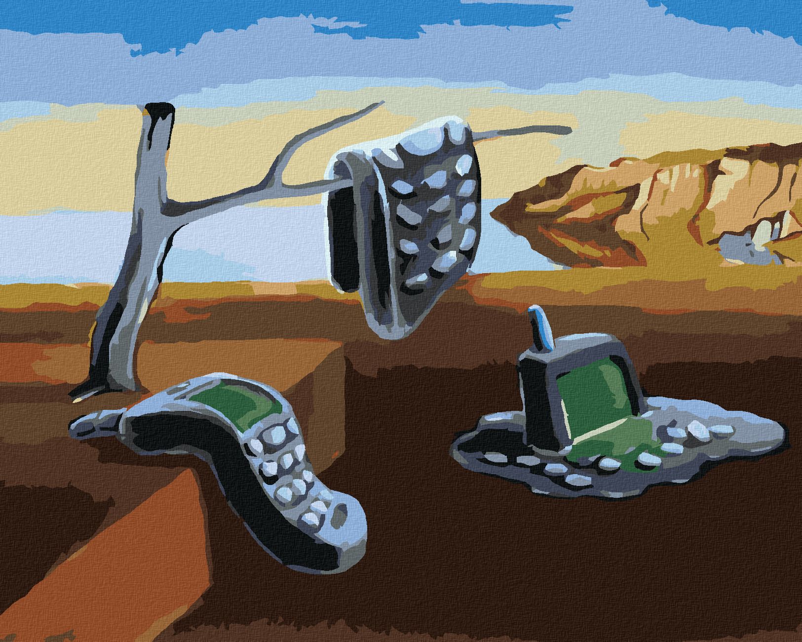 zuty Malování podle čísel - ROZTEKLÉ MOBILY - INSPIRACE SALVADOR DALÍ - Rozměr: 40x50 cm, Rámování: Varianta: bez rámu a bez vypnutí plátna - obrázek 1