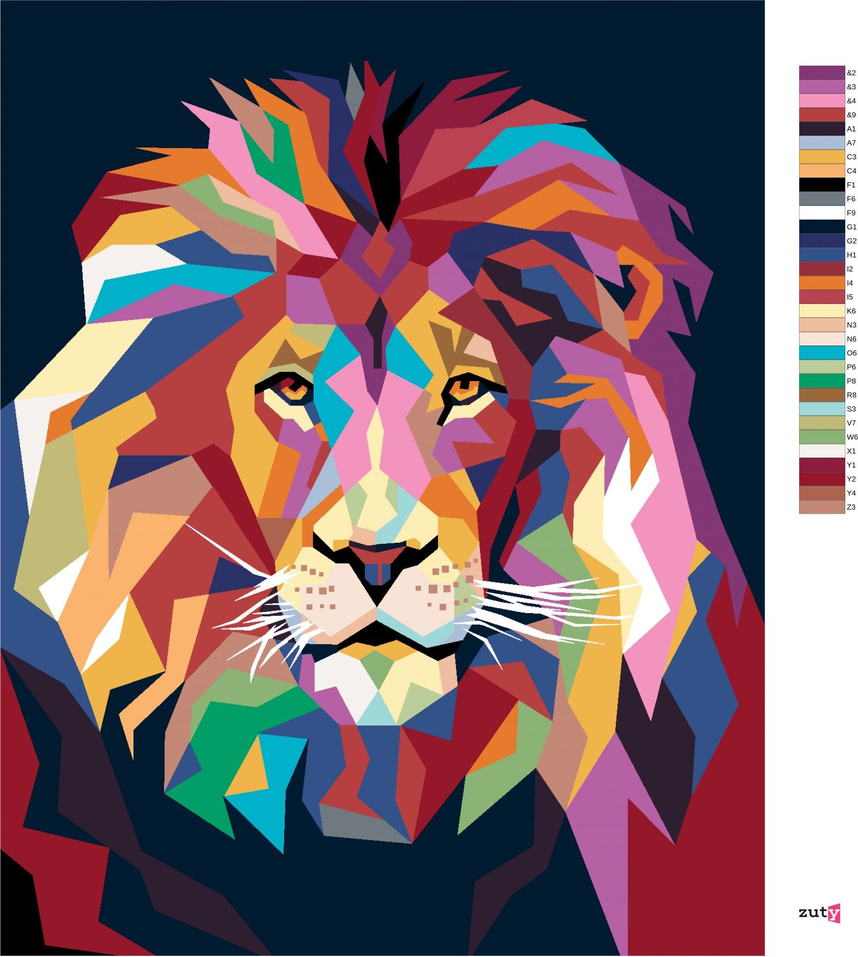zuty Malování podle čísel - BAREVNÝ LEV PORTRÉT II - Rozměr: 40x50 cm, Rámování: Varianta: bez rámu a bez vypnutí plátna - obrázek 4