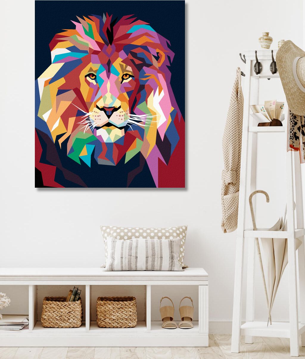 zuty Malování podle čísel - BAREVNÝ LEV PORTRÉT II - Rozměr: 40x50 cm, Rámování: Varianta: vypnuté plátno na rám - obrázek 2