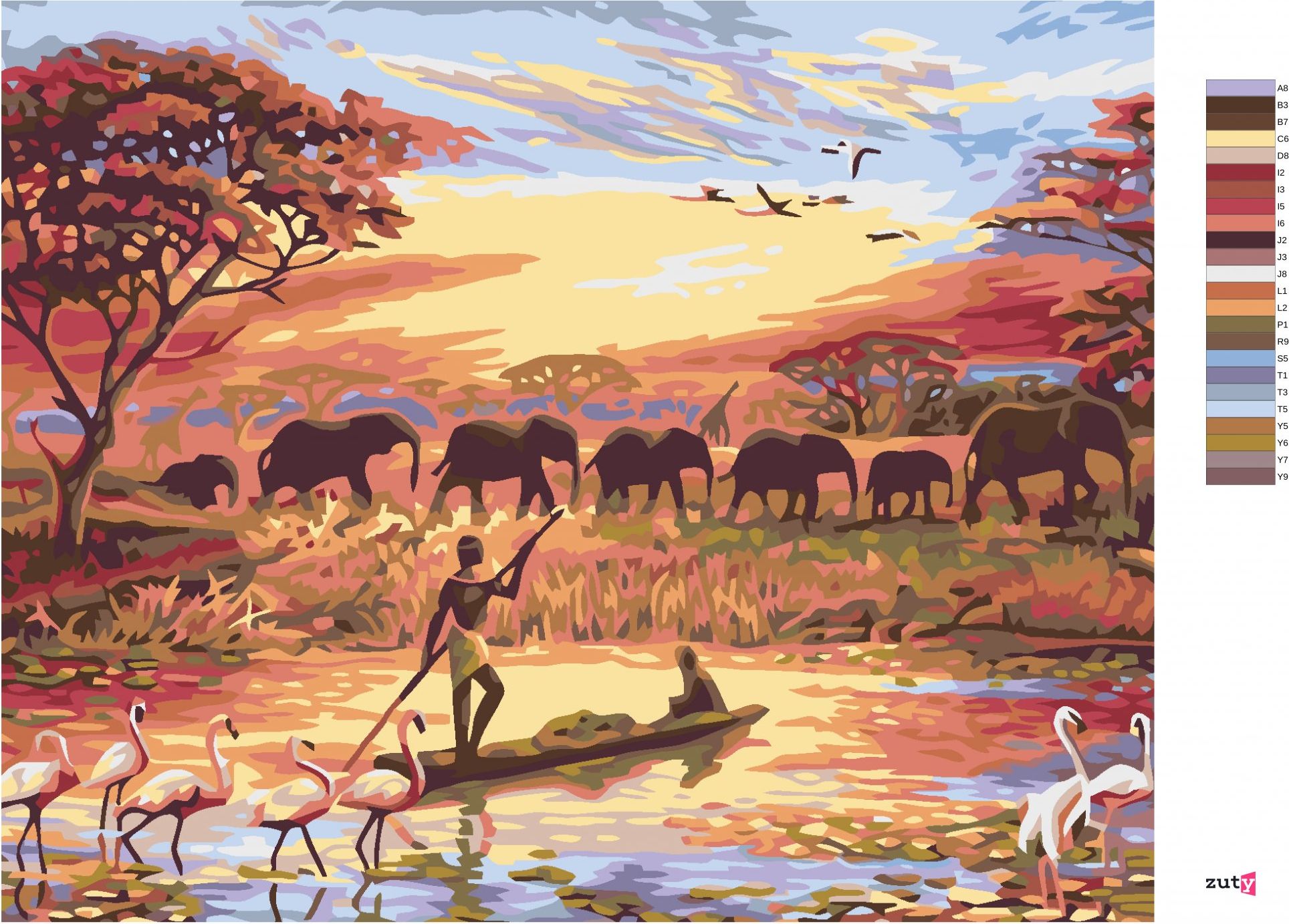zuty Malování podle čísel - AFRICKÝ ZÁPAD SLUNCE - Rozměr: 40x50 cm, Rámování: Varianta: vypnuté plátno na rám - obrázek 7