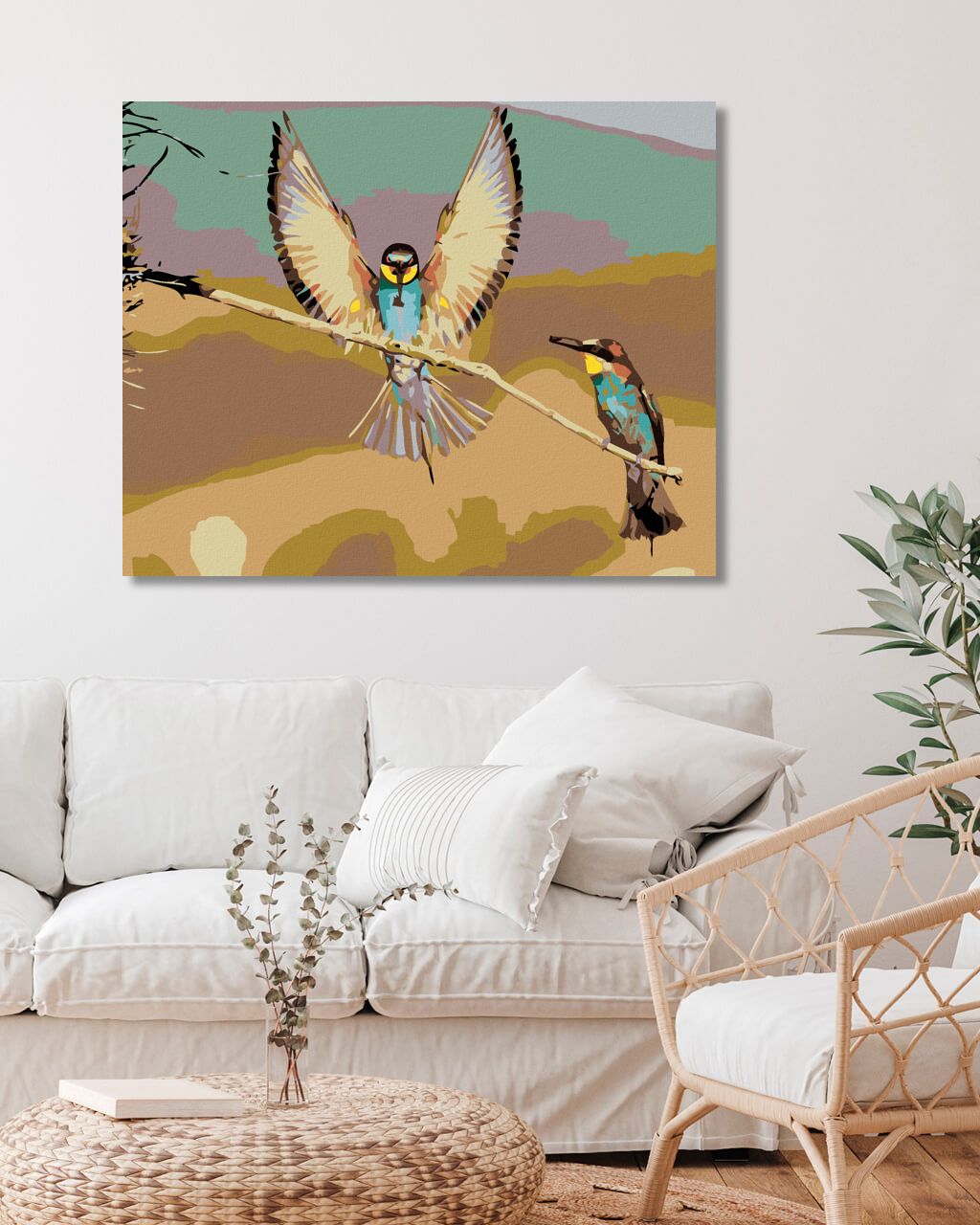 zuty Malování podle čísel - DVA PTÁČCI NA SUCHÉ VĚTVI - Rozměr: 40x50 cm, Rámování: Varianta: bez rámu a bez vypnutí plátna - obrázek 7