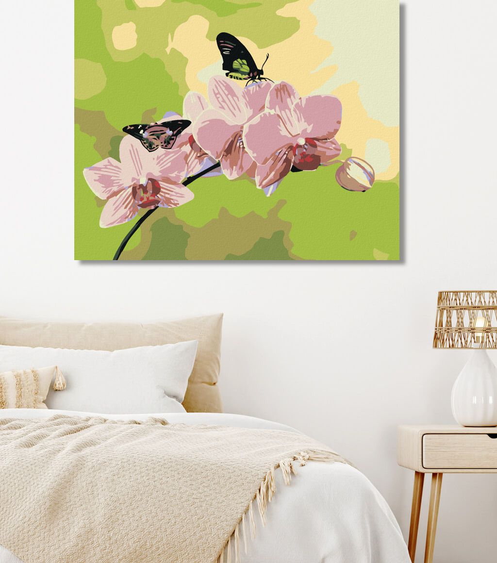 zuty Malování podle čísel - ORCHIDEJ S MOTÝLKY - Rozměr: 40x50 cm, Rámování: Varianta: vypnuté plátno na rám - obrázek 2