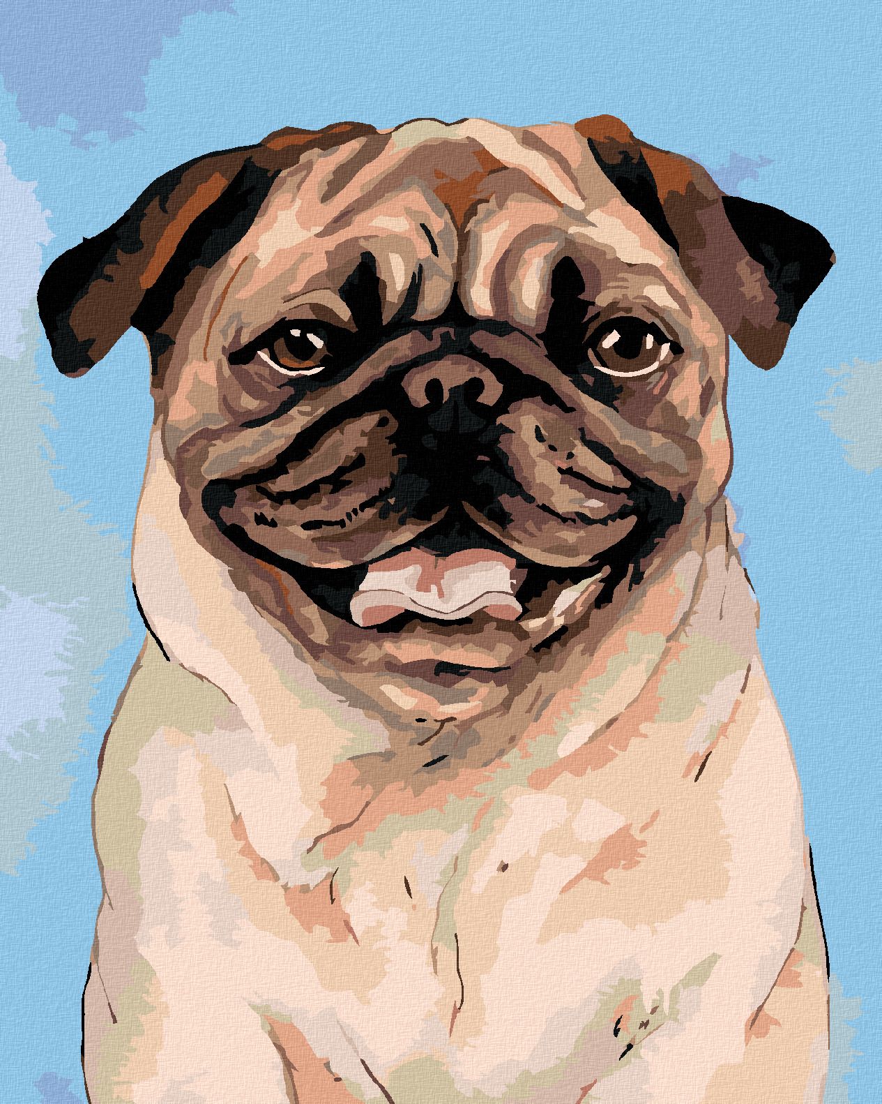 zuty Malování podle čísel - HNĚDÝ MOPSÍK - Rozměr: 40x50 cm, Rámování: Varianta: bez rámu a bez vypnutí plátna - obrázek 1
