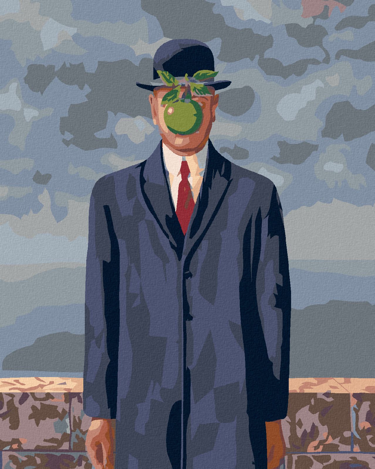 zuty Malování podle čísel - SYN ČLOVĚKA (RENÉ MAGRITTE) - Rozměr: 40x50 cm, Rámování: Varianta: vypnuté plátno na rám - obrázek 1
