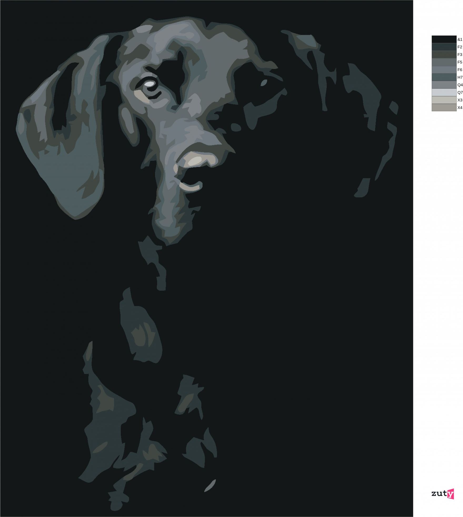 zuty Malování podle čísel - ČERNOBÍLÝ PES - Rozměr: 40x50 cm, Rámování: Varianta: vypnuté plátno na rám - obrázek 7