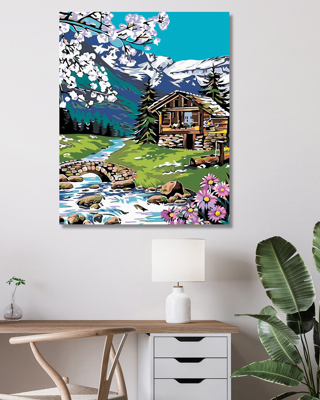 zuty Malování podle čísel - SRUB V HORÁCH - Rozměr: 40x50 cm, Rámování: Varianta: vypnuté plátno na rám - obrázek 4