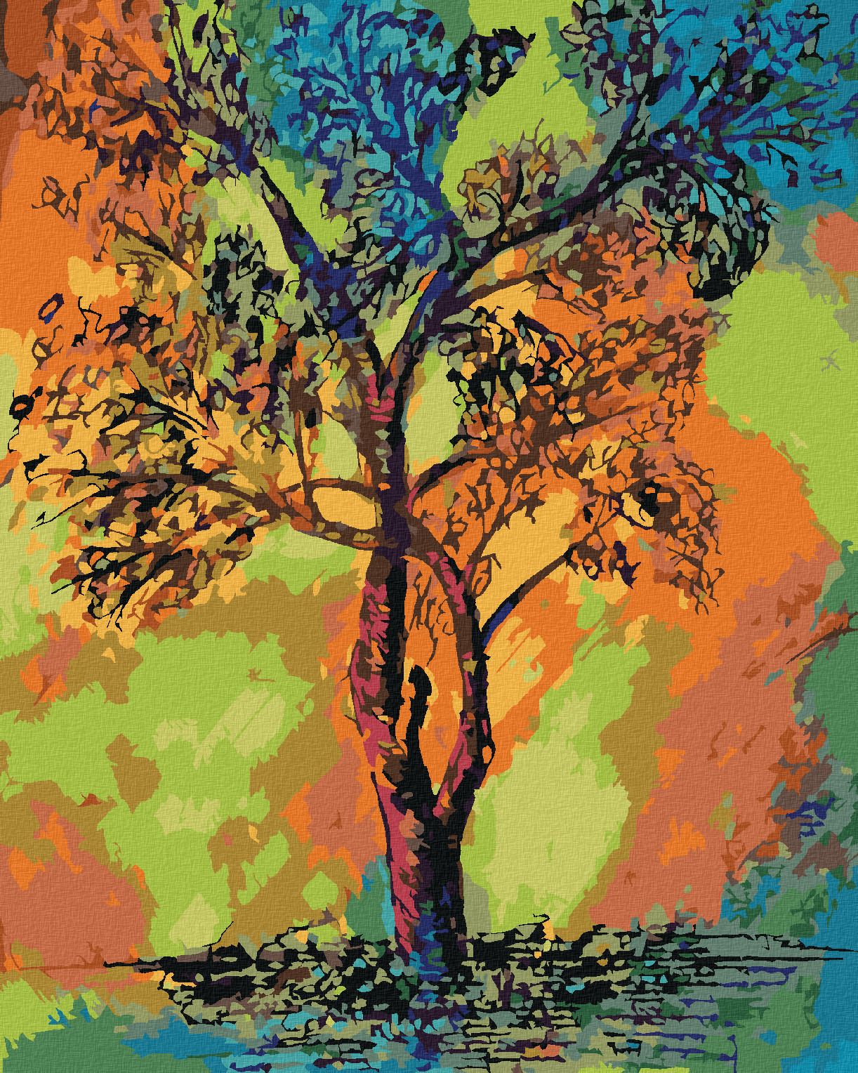 zuty Malování podle čísel - BAREVNÝ STROM - Rozměr: 40x50 cm, Rámování: Varianta: bez rámu a bez vypnutí plátna - obrázek 2
