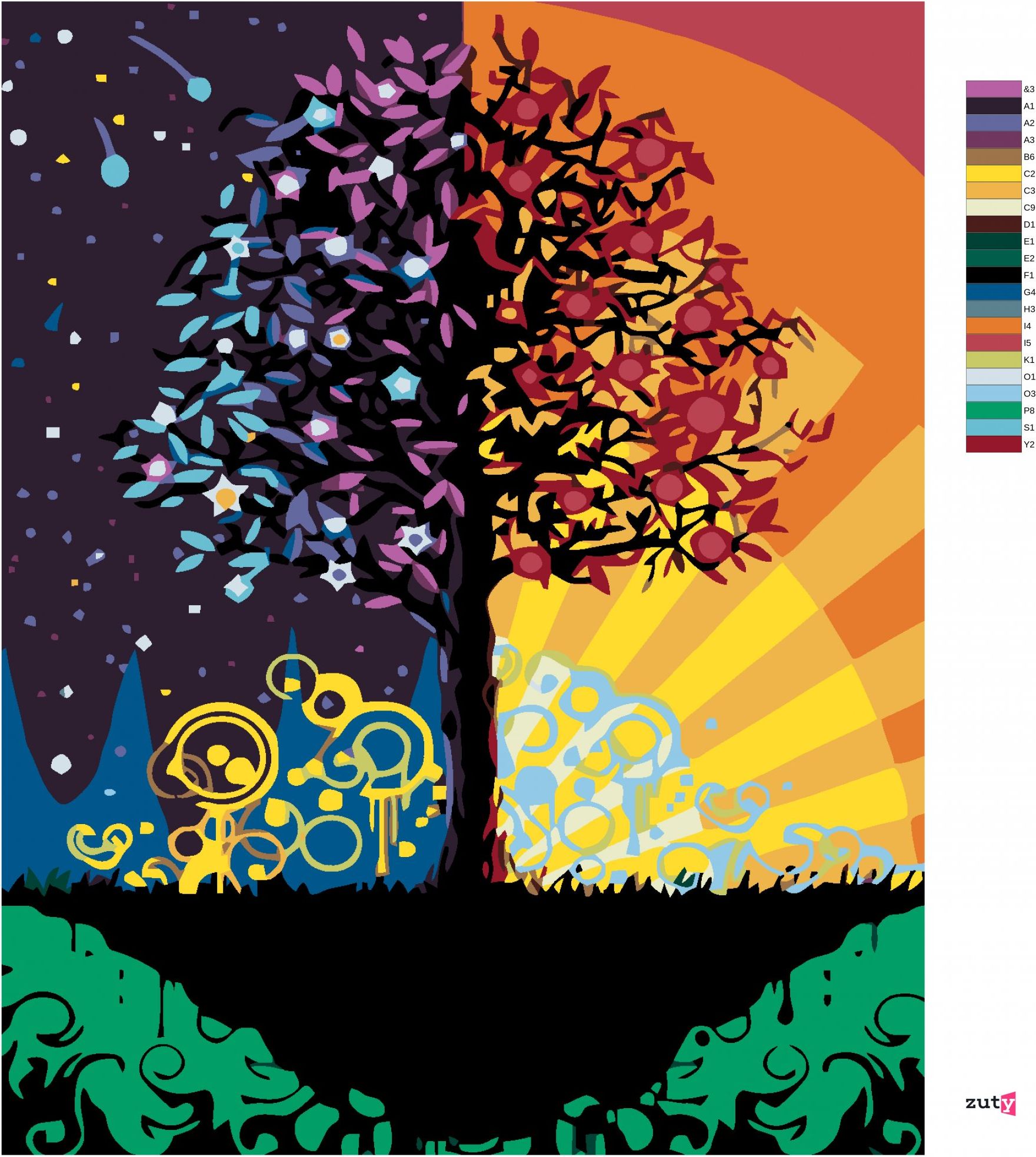 zuty Malování podle čísel - BAREVNÝ STROM - Rozměr: 40x50 cm, Rámování: Varianta: bez rámu a bez vypnutí plátna - obrázek 28