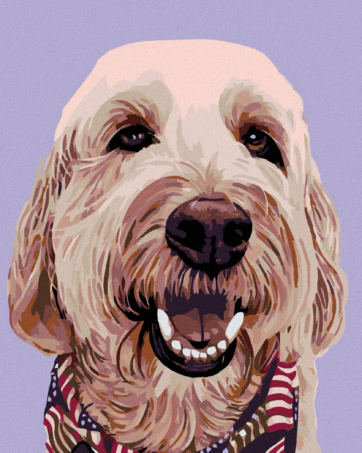 zuty Malování podle čísel - PES SE ŠÁTKEM - Rozměr: 40x50 cm, Rámování: Varianta: vypnuté plátno na rám - obrázek 1