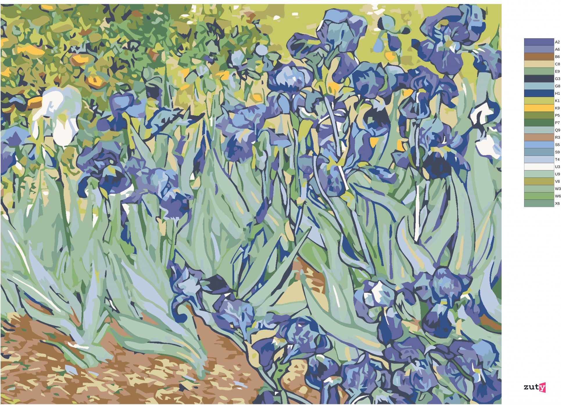 zuty Malování podle čísel - KOSATCE (VAN GOGH) - Rozměr: 40x50 cm, Rámování: Varianta: vypnuté plátno na rám - obrázek 11
