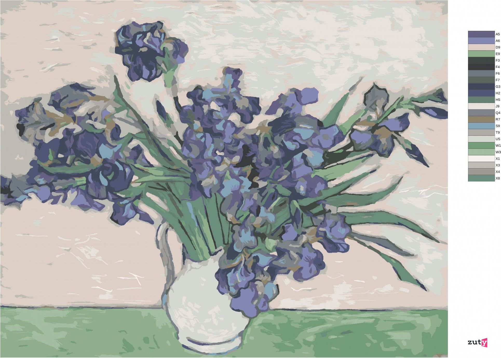 zuty Malování podle čísel - KOSATCE (VAN GOGH) - Rozměr: 40x50 cm, Rámování: Varianta: vypnuté plátno na rám - obrázek 16