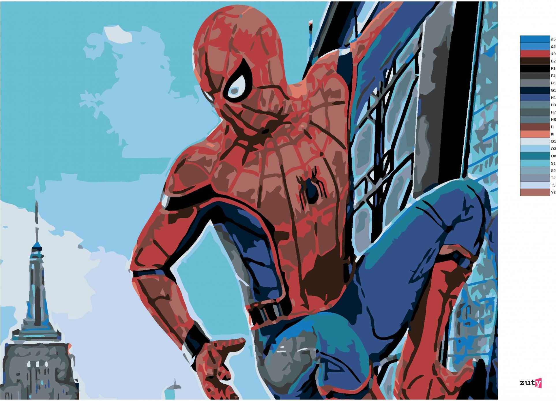 zuty Malování podle čísel - SPIDERMAN VE MĚSTĚ - Rozměr: 40x50 cm, Rámování: Varianta: vypnuté plátno na rám - obrázek 7