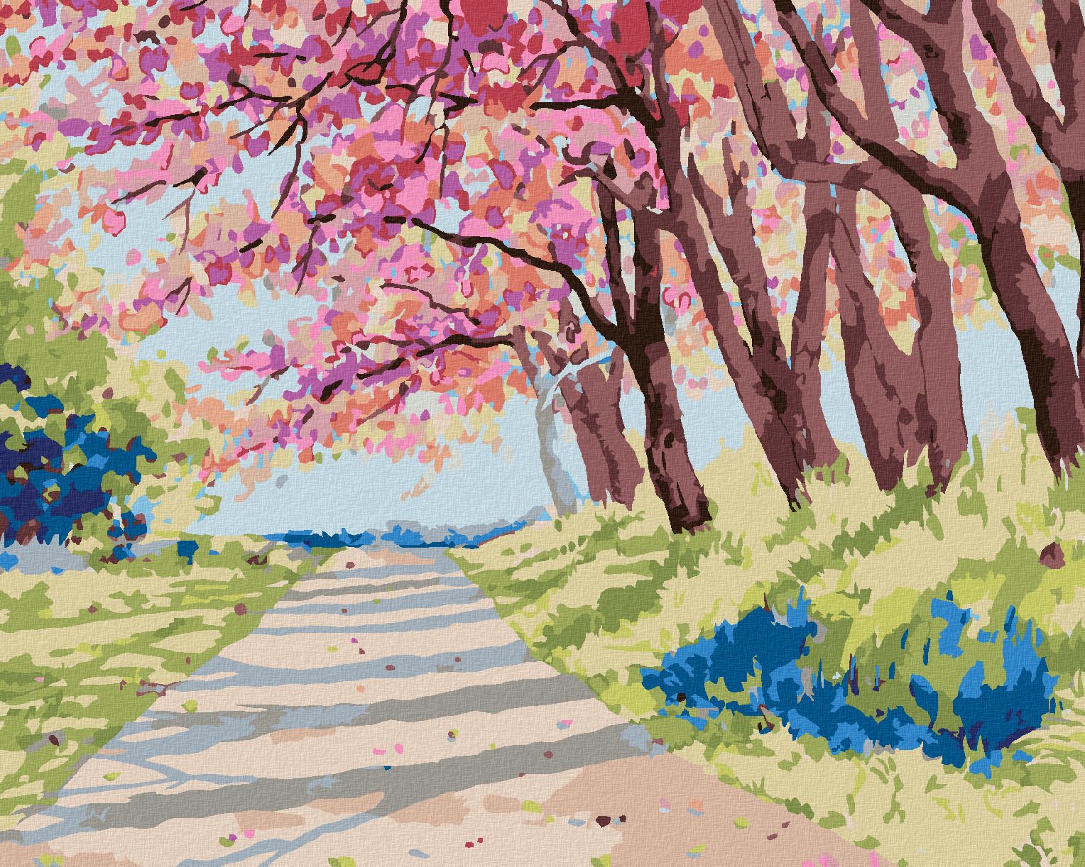 zuty Malování podle čísel - KRAJINA S HIMALÁJSKÝMI TŘEŠNĚMI - Rozměr: 40x50 cm, Rámování: Varianta: bez rámu a bez vypnutí plátna - obrázek 1
