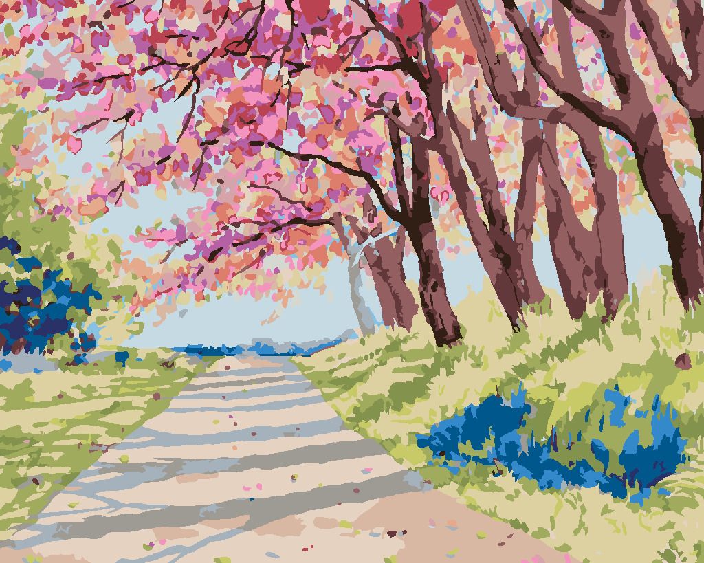 zuty Malování podle čísel - KRAJINA S HIMALÁJSKÝMI TŘEŠNĚMI - Rozměr: 40x50 cm, Rámování: Varianta: bez rámu a bez vypnutí plátna - obrázek 8