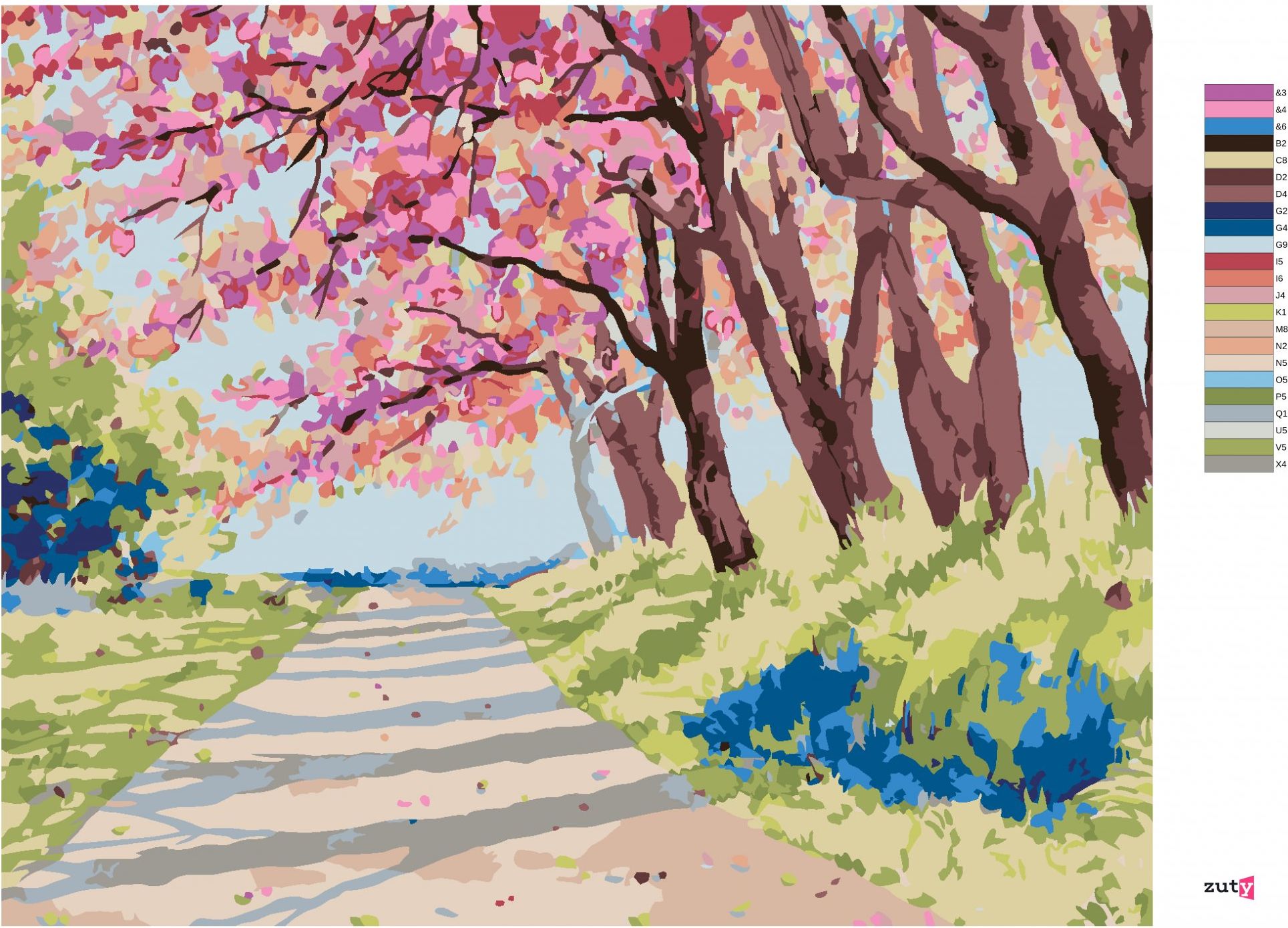 zuty Malování podle čísel - KRAJINA S HIMALÁJSKÝMI TŘEŠNĚMI - Rozměr: 40x50 cm, Rámování: Varianta: bez rámu a bez vypnutí plátna - obrázek 10