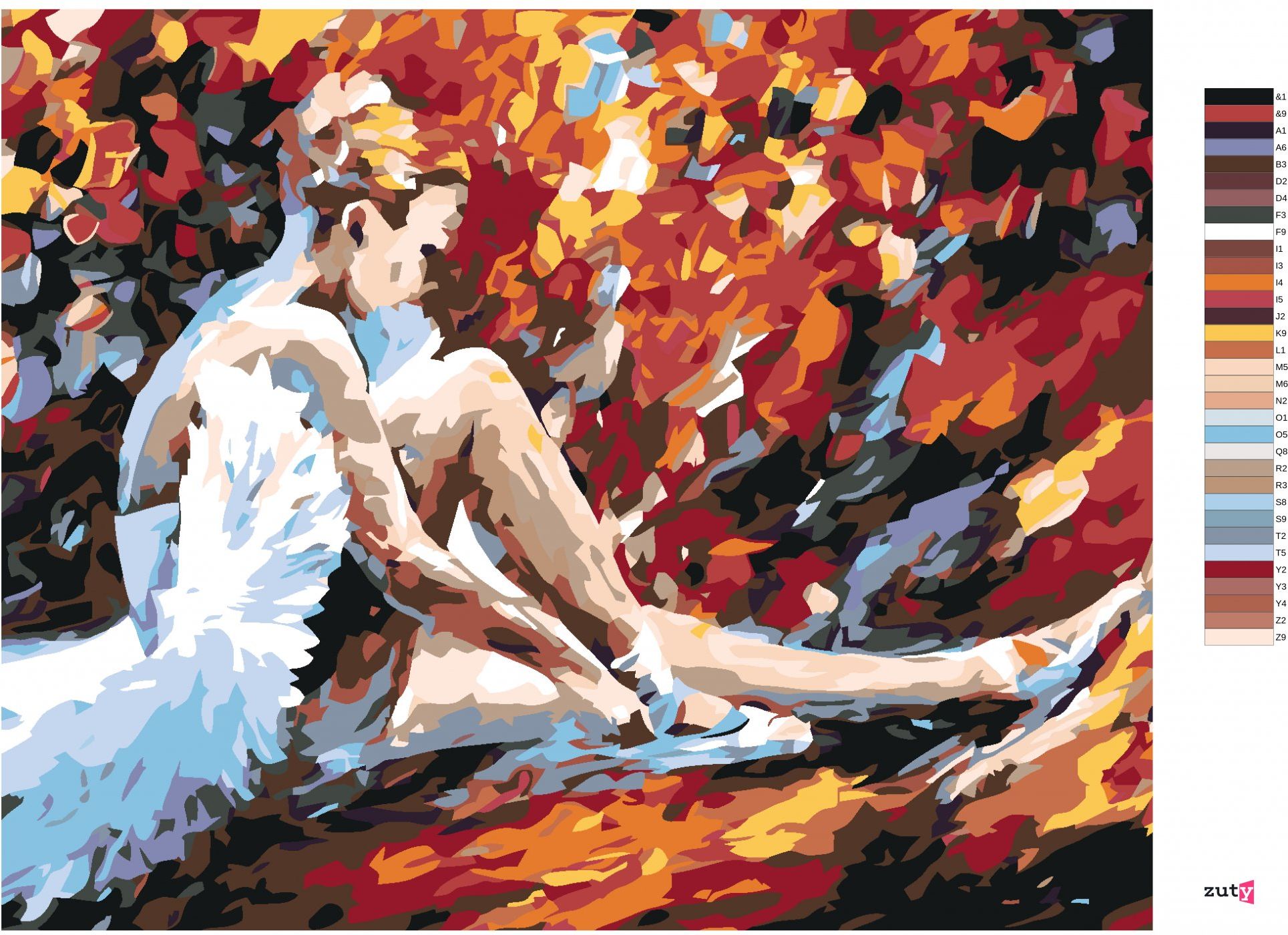 zuty Malování podle čísel - SEDÍCÍ BALETKA - Rozměr: 40x50 cm, Rámování: Varianta: bez rámu a bez vypnutí plátna - obrázek 10