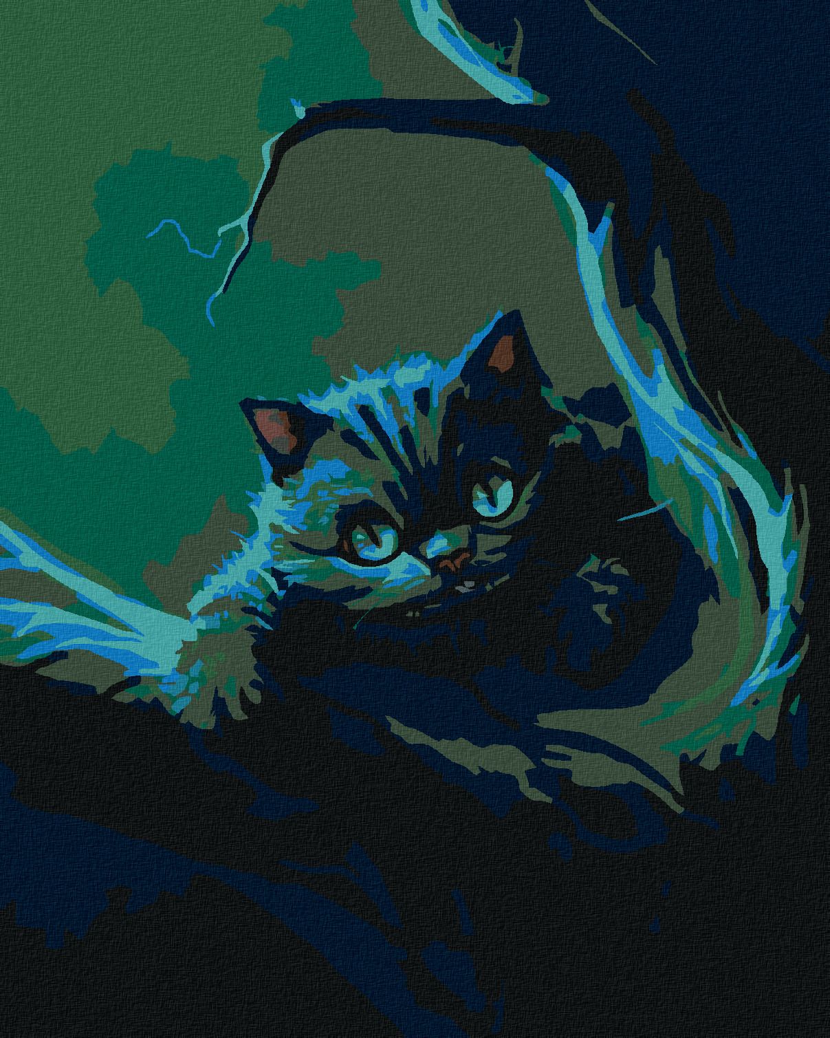 zuty Malování podle čísel - NOČNÍ ŽIVOT KOČKY - Rozměr: 40x50 cm, Rámování: Varianta: vypnuté plátno na rám - obrázek 1
