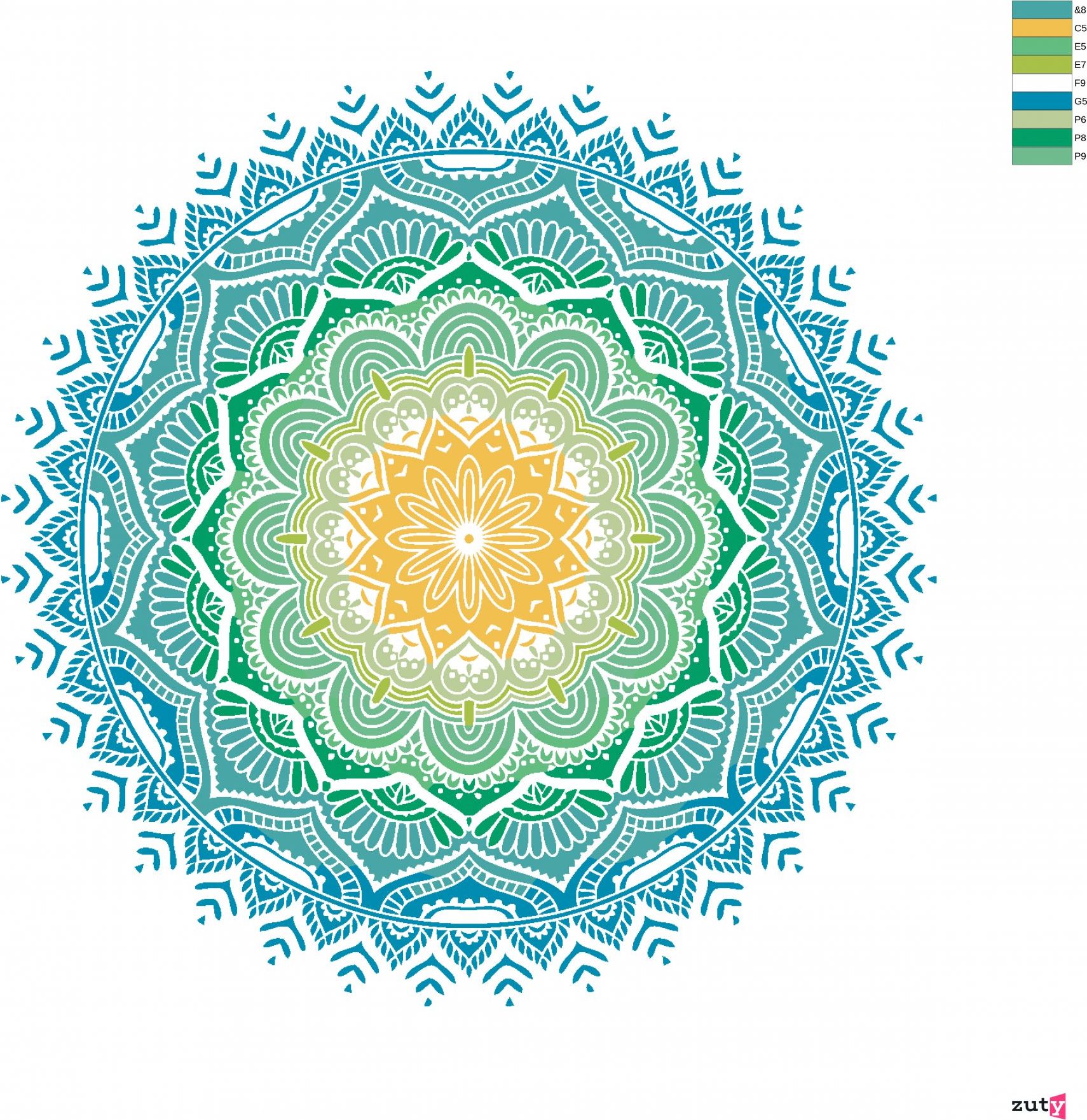 zuty Malování podle čísel - MANDALA VIII - Rozměr: 40x50 cm, Rámování: Varianta: bez rámu a bez vypnutí plátna - obrázek 3