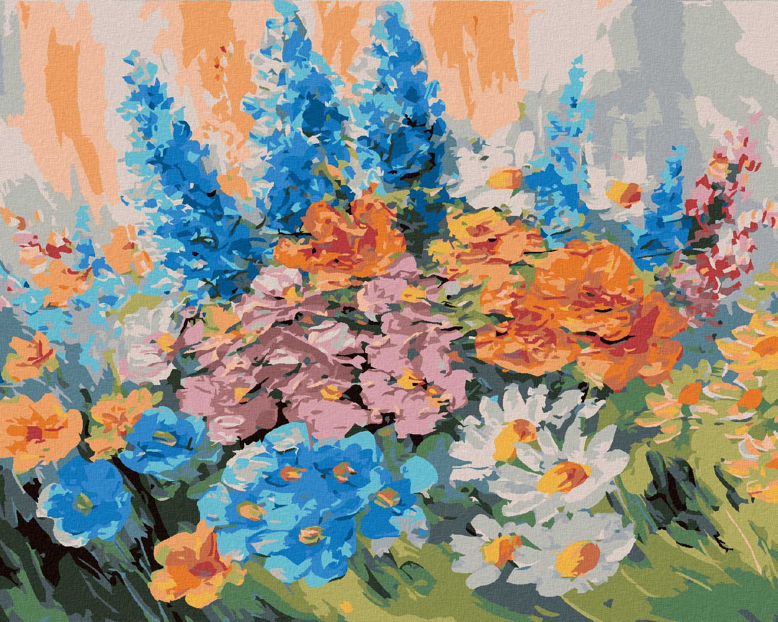 zuty Malování podle čísel - ABSTRAKTNÍ KYTICE JARNÍCH KVĚTIN - Rozměr: 40x50 cm, Rámování: Varianta: bez rámu a bez vypnutí plátna - obrázek 1