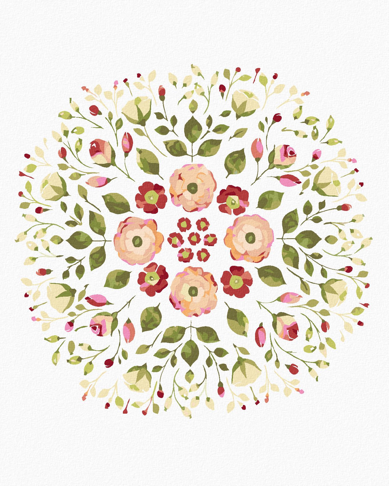zuty Malování podle čísel - KVĚTINOVÁ MANDALA - Rozměr: 40x50 cm, Rámování: Varianta: vypnuté plátno na rám - obrázek 1