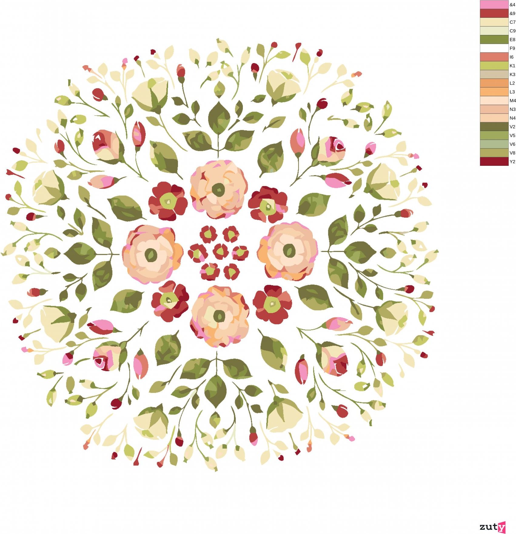 zuty Malování podle čísel - KVĚTINOVÁ MANDALA - Rozměr: 40x50 cm, Rámování: Varianta: vypnuté plátno na rám - obrázek 6