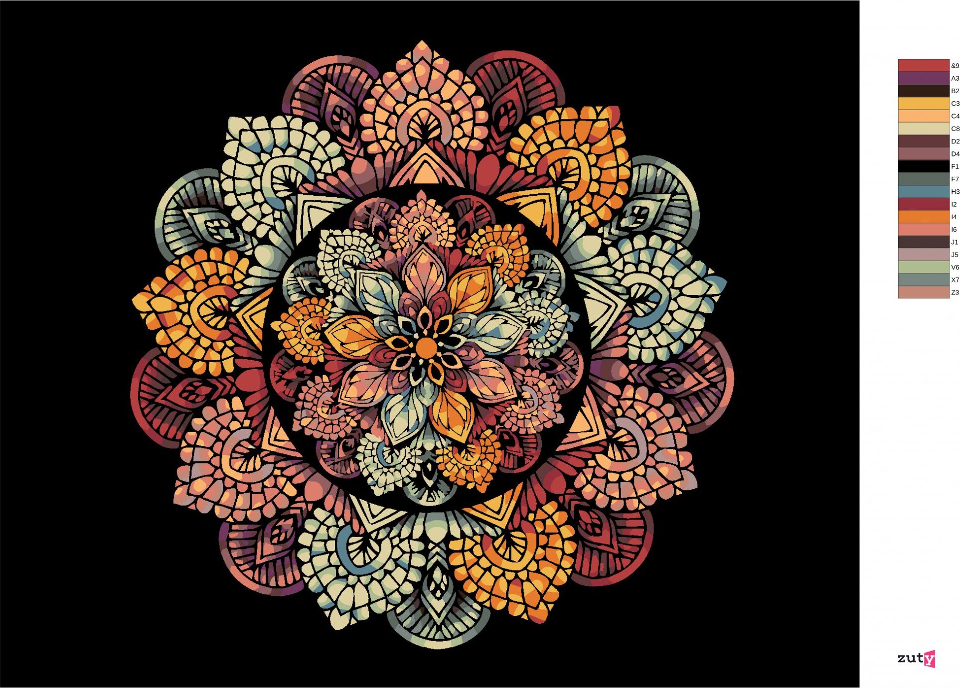 zuty Malování podle čísel - MANDALA IX - Rozměr: 40x50 cm, Rámování: Varianta: bez rámu a bez vypnutí plátna - obrázek 6