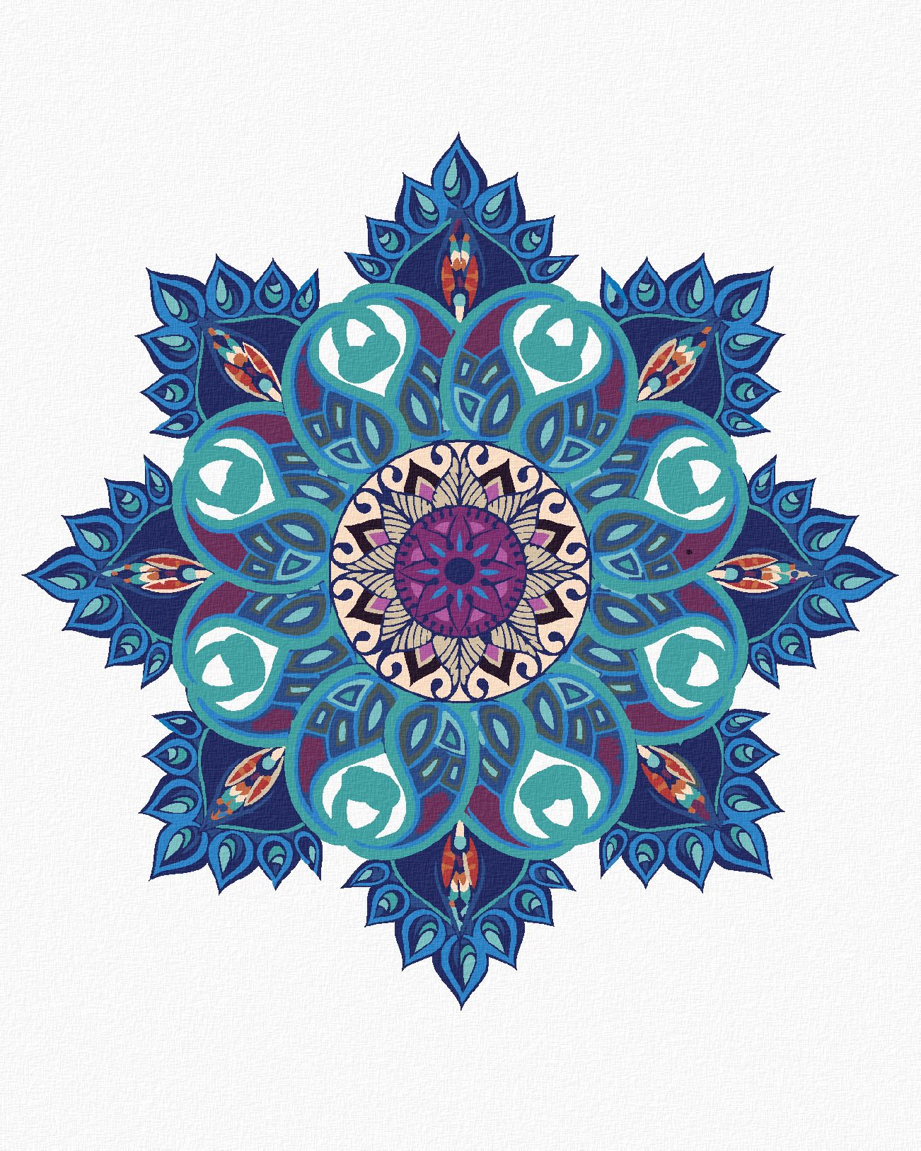 zuty Malování podle čísel - MODRÁ MANDALA - Rozměr: 40x50 cm, Rámování: Varianta: bez rámu a bez vypnutí plátna - obrázek 1