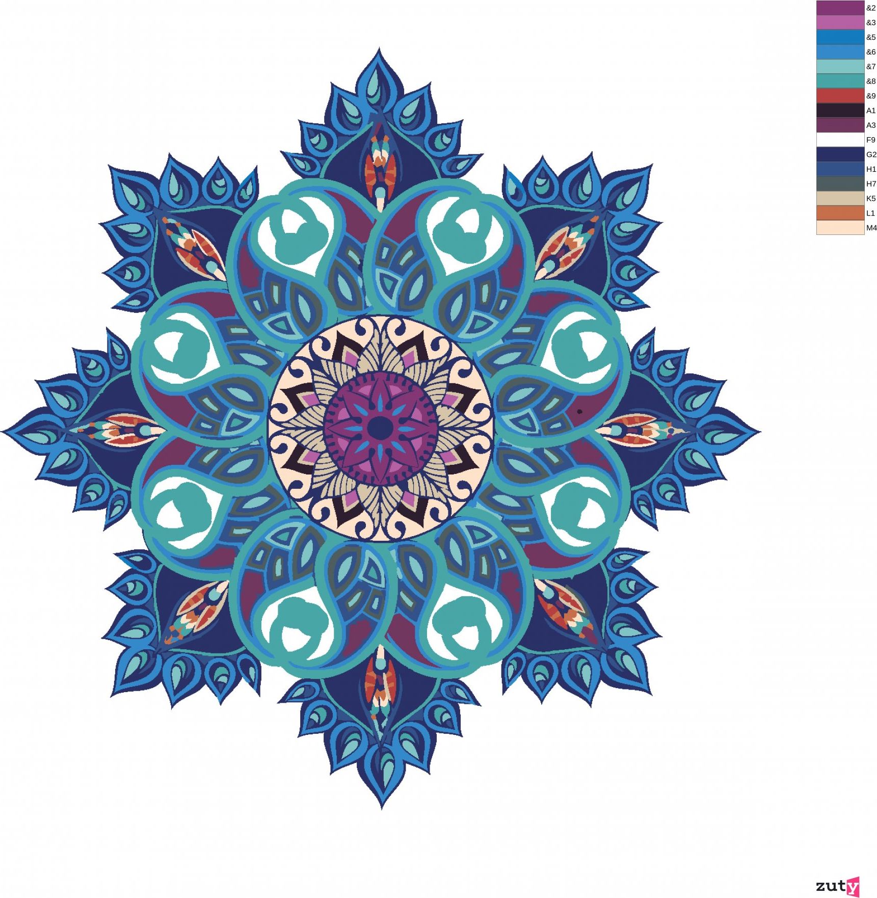 zuty Malování podle čísel - MODRÁ MANDALA - Rozměr: 40x50 cm, Rámování: Varianta: bez rámu a bez vypnutí plátna - obrázek 5