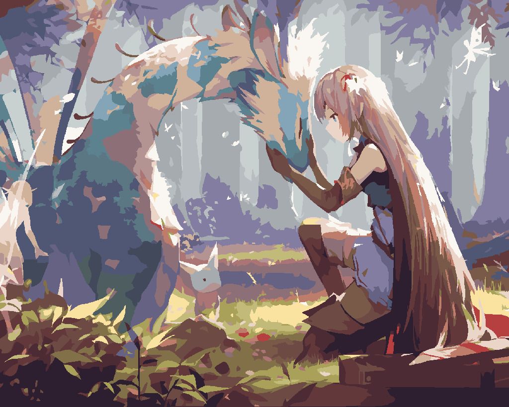 zuty Malování podle čísel - ANIME DÍVKA S DRAKEM - Rozměr: 40x50 cm, Rámování: Varianta: bez rámu a bez vypnutí plátna - obrázek 10
