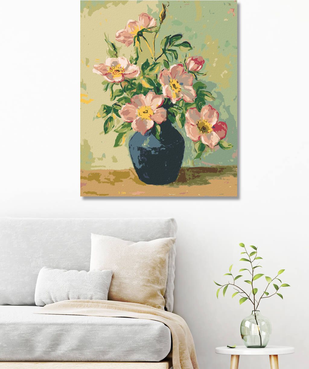 zuty Malování podle čísel - RŮŽOVÉ KVĚTINY V MODRÉ VÁZE - Rozměr: 40x50 cm, Rámování: Varianta: bez rámu a bez vypnutí plátna - obrázek 7