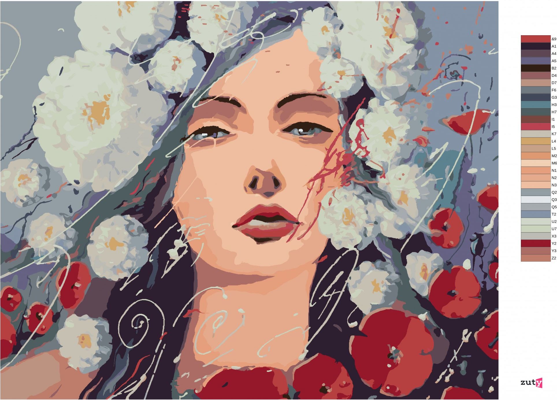 zuty Malování podle čísel - ŽENA A VLČÍ MÁKY - Rozměr: 40x50 cm, Rámování: Varianta: bez rámu a bez vypnutí plátna - obrázek 7