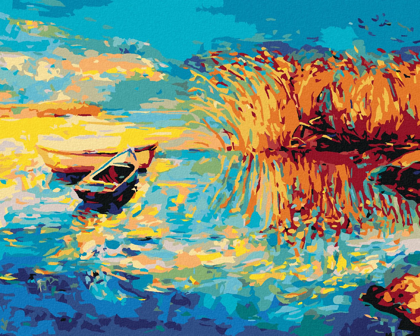 zuty Malování podle čísel - MALOVANÉ LOĎKY NA JEZEŘE - Rozměr: 40x50 cm, Rámování: Varianta: vypnuté plátno na rám - obrázek 1